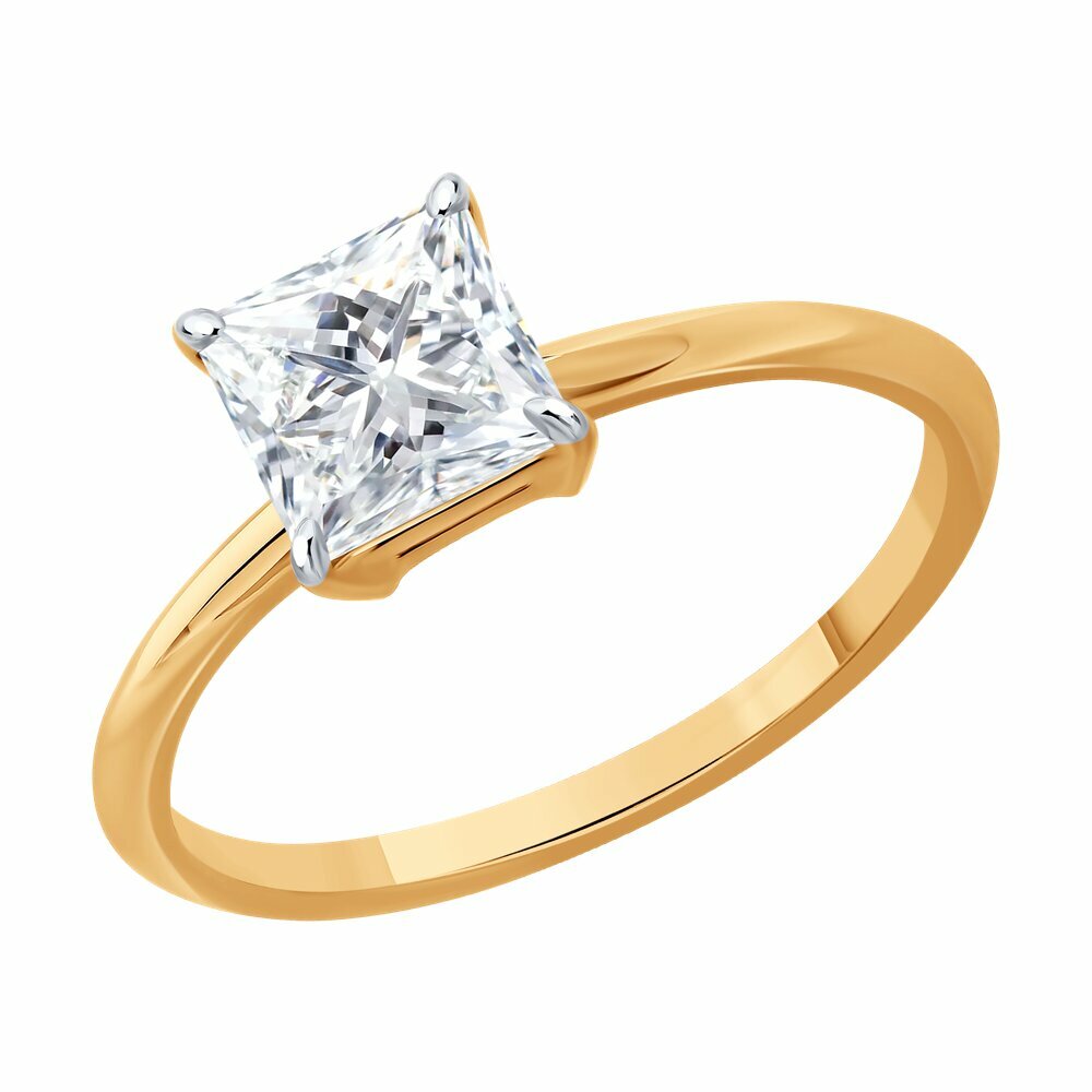 Кольцо, красное золото, 585 проба, бриллиант выращенный