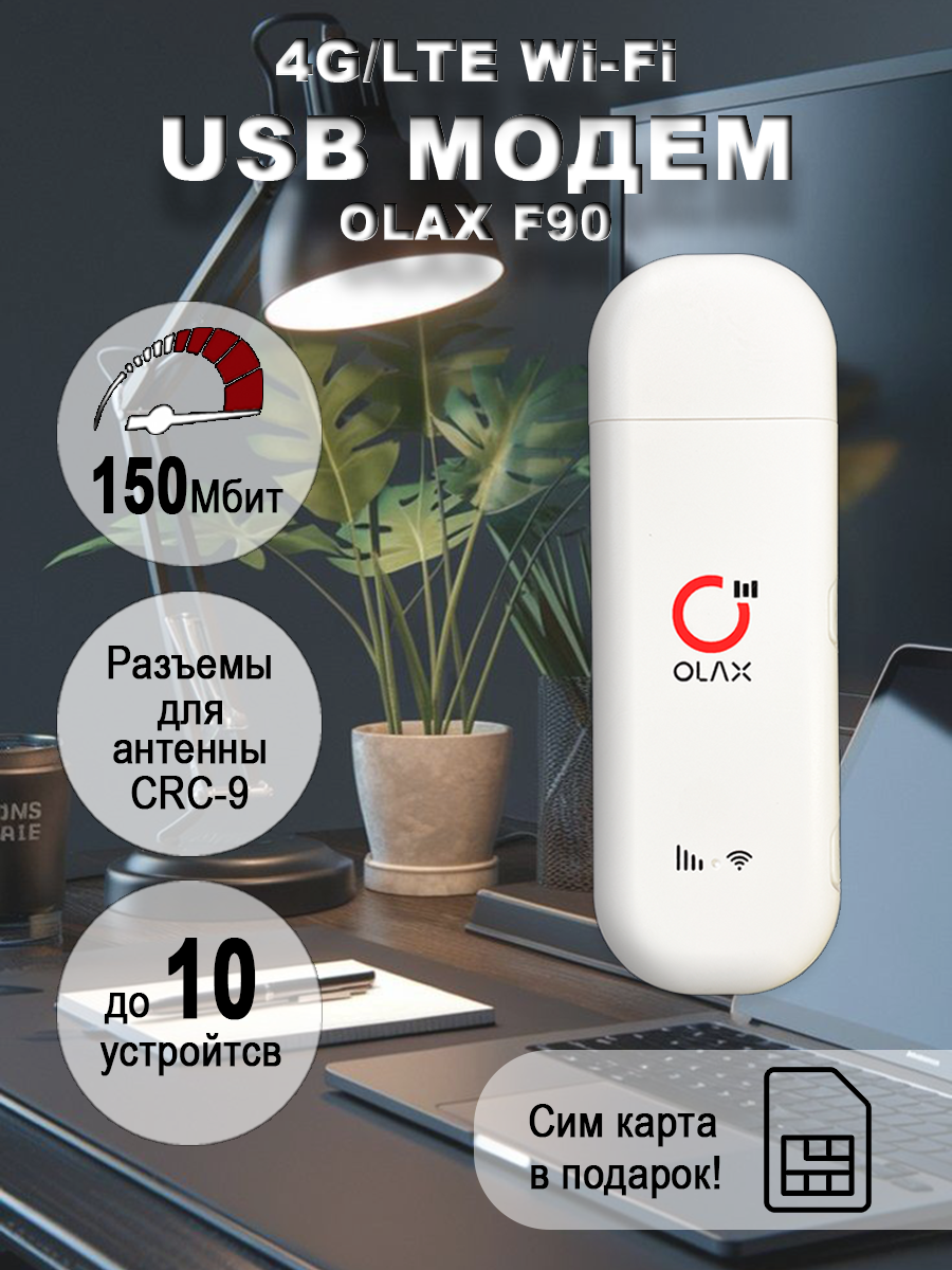 USB модем 4G для интернета с сим картой F90 с раздачей WiFi