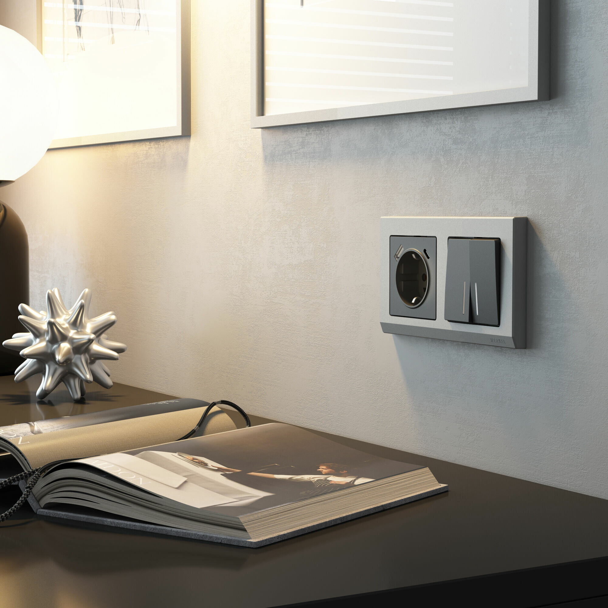 Рамка на 2 поста Werkel Stark (Серебряный матовый) — фото 1