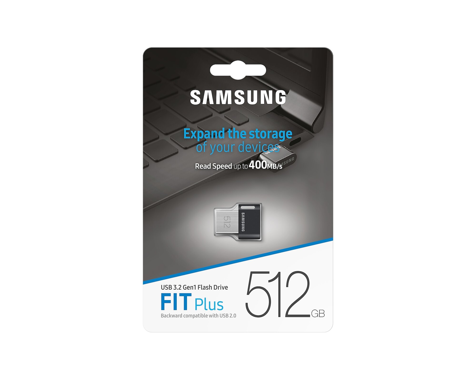 Флешка Samsung Fit Plus, 512 ГБ, USB 3.2 Gen1 Flash Drive, черный пластик,