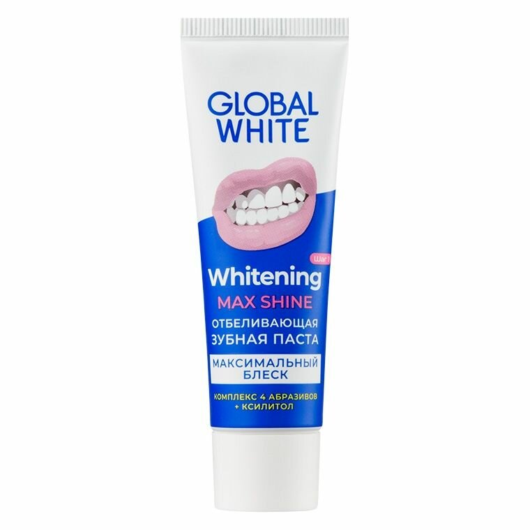 Изображение GLOBAL WHITE Набор для отбеливания зубов Whitening System (Зубная паста 30 мл + Гель + Кисточка + Ретрактор)