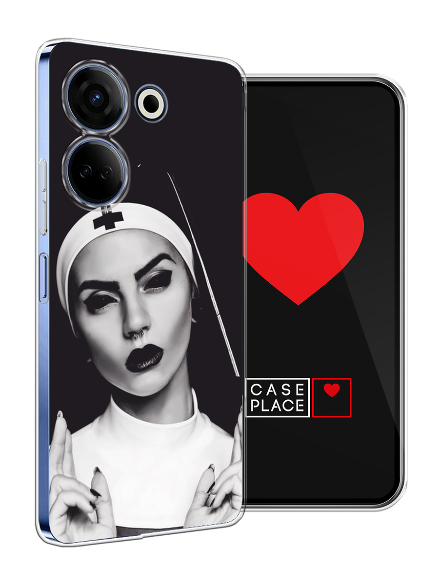 Чехол на Tecno Camon 20 / Техно Камон 20 с принтом Черная монашка — фото 1