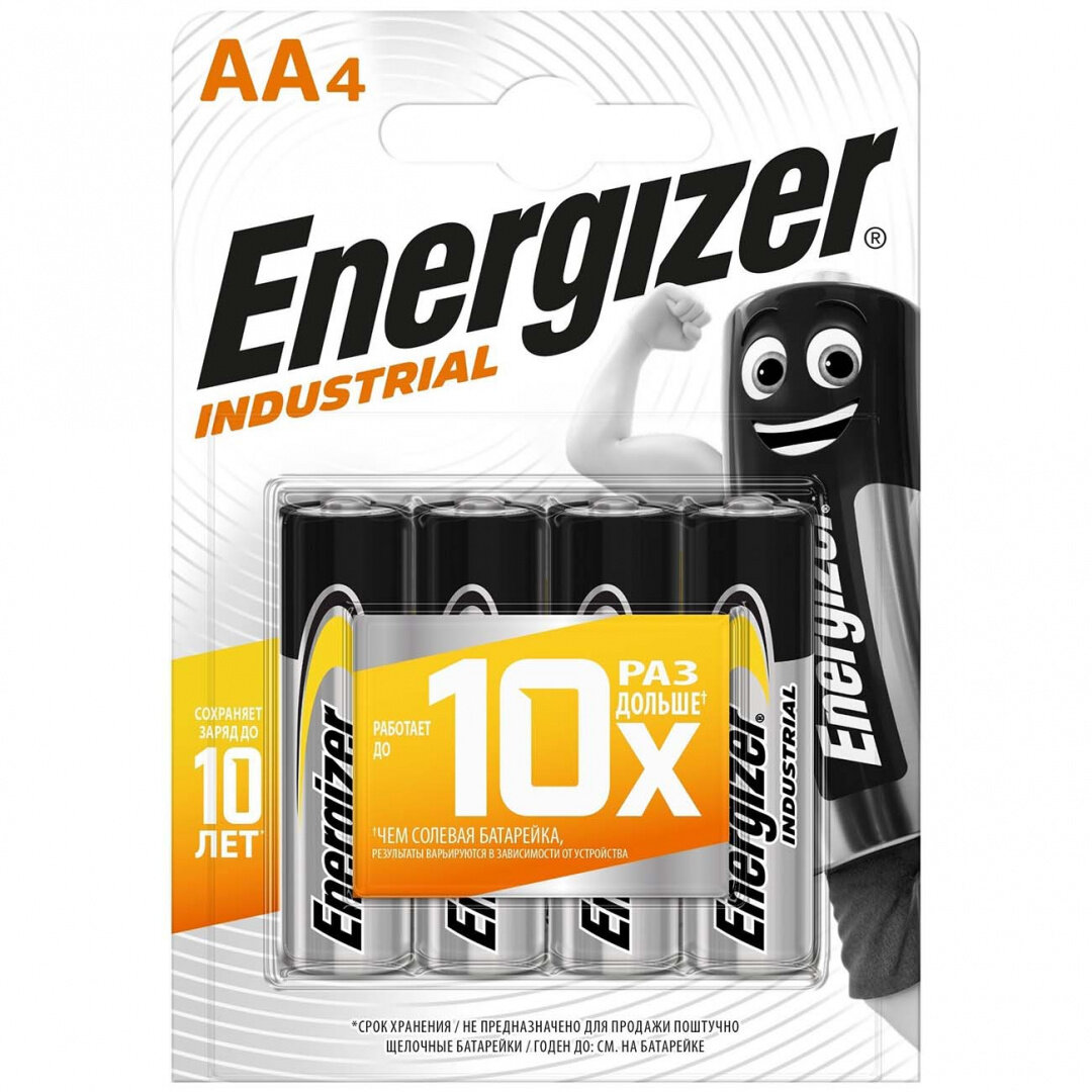 Батарейка алкалиновая AA Energizer Industrial LR6/4B 4шт в блистере