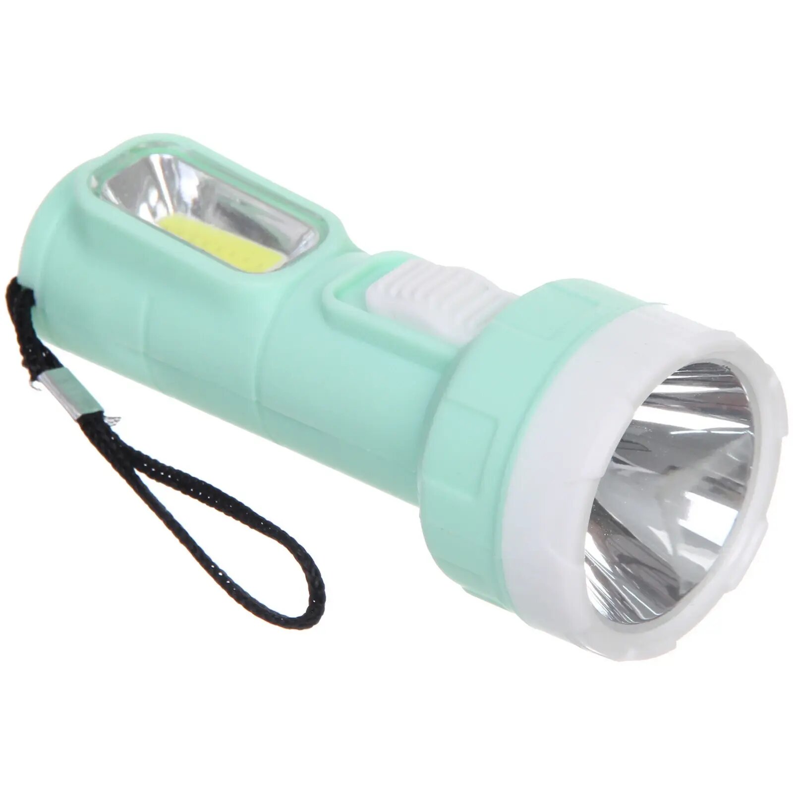 Фонарь ручной 1 режим, 1LED+COB, компактный, зеленый, для активного отдыха
