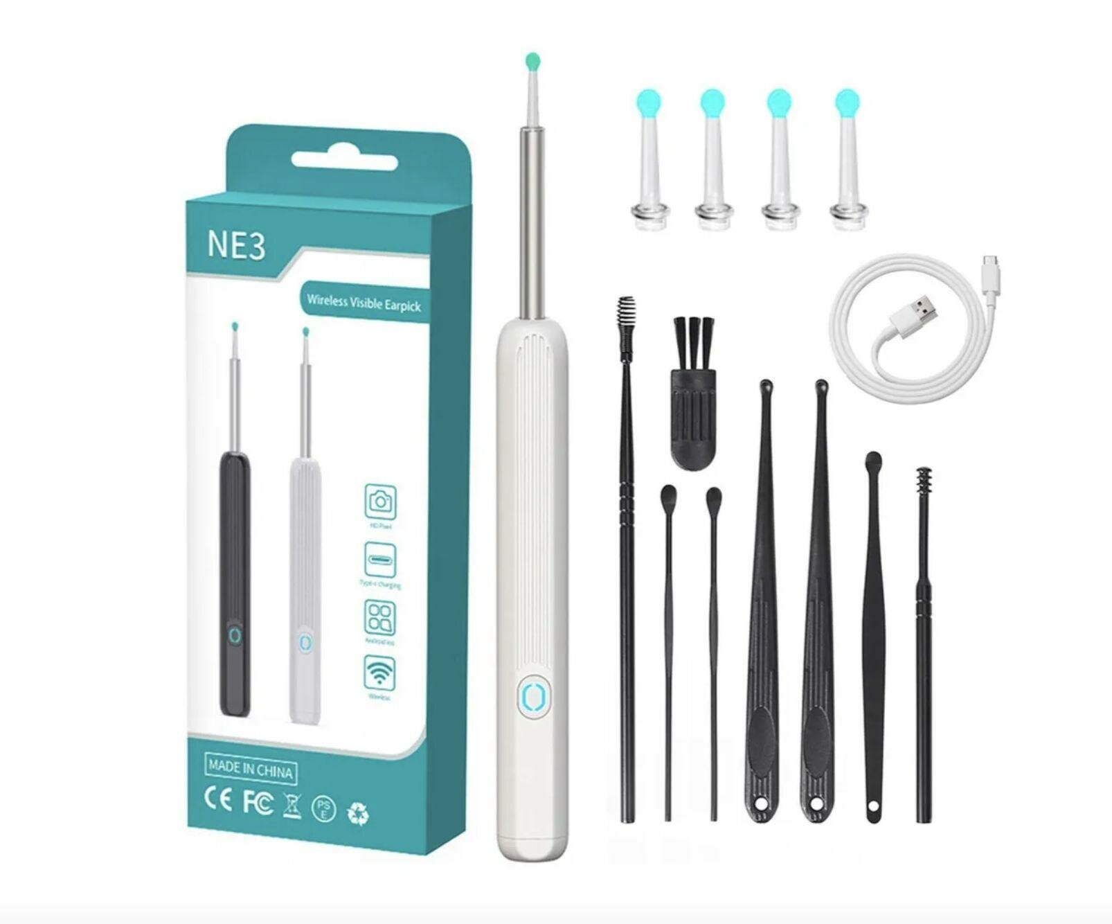 Инструмент для чистки ушей и носа, универсальный, цвет - белый