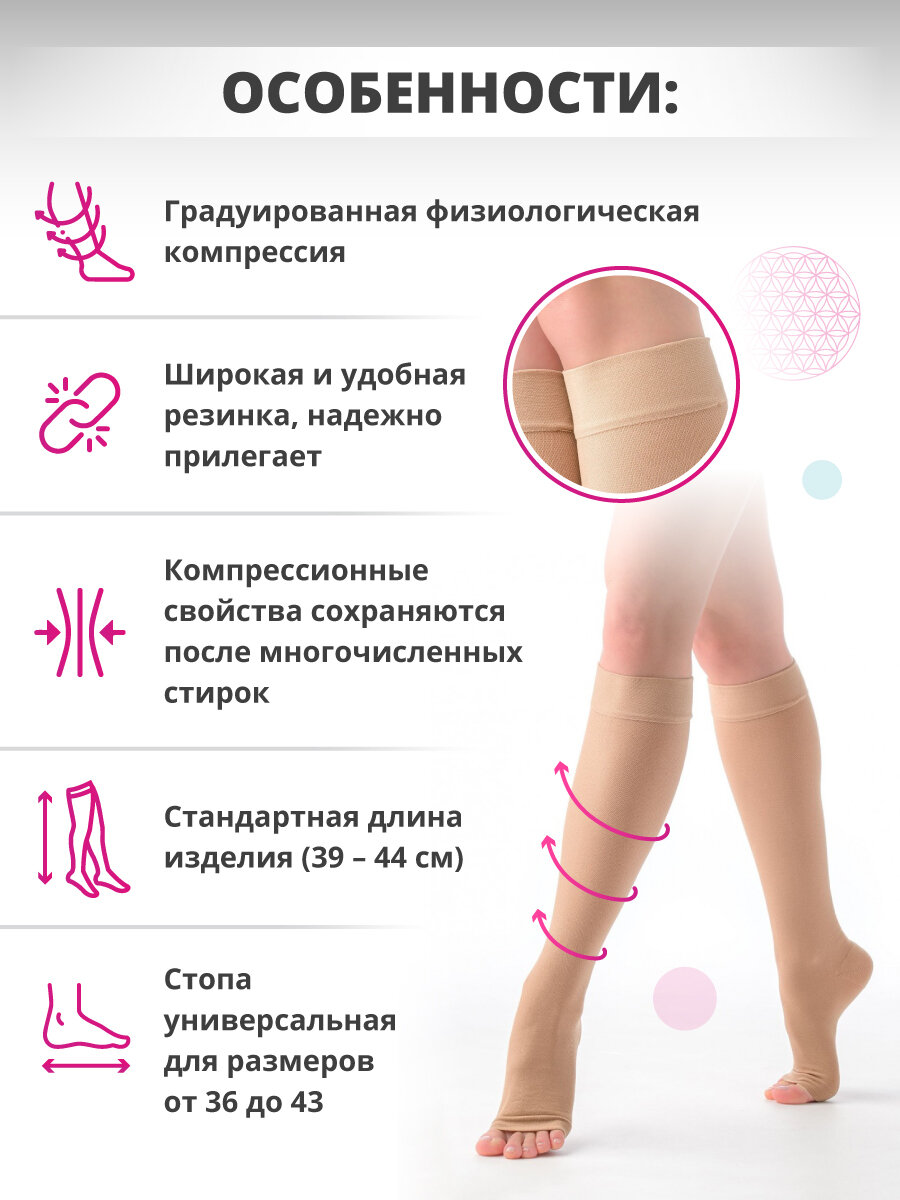Компрессионные Изделия Для Ног Гольфы компрессионные Medi Duomed DO240, 2 класс компрессии, размер M, бежевый