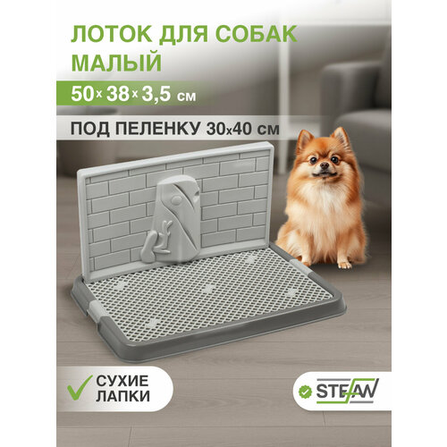 Туалет-лоток со стенкой для собак STEFAN, малый (S) 50х38х28, темно-серый, BP1301GG