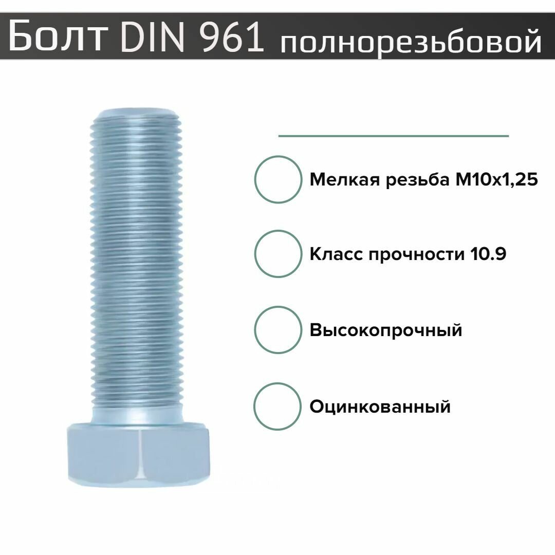 Болт М 10х1.25х20 10,9 DIN 961 оц,2шт