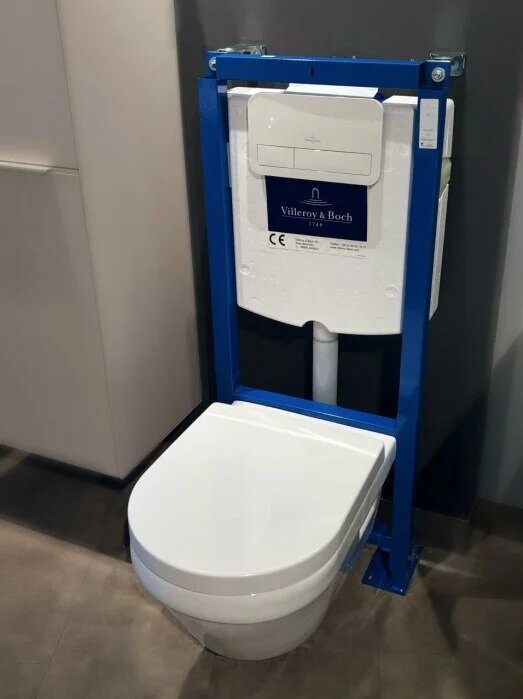 Комплект Villeroy & Boch унитаз подвесной Targa + Инсталляция ViConnect + Кнопка смыва белая - фото №9