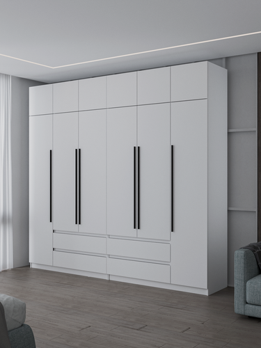 Изображение товара Шкаф распашной Мирабель| Корпус ЛДСП Белый| Фасад ЛДСП Белый| Ручка черная