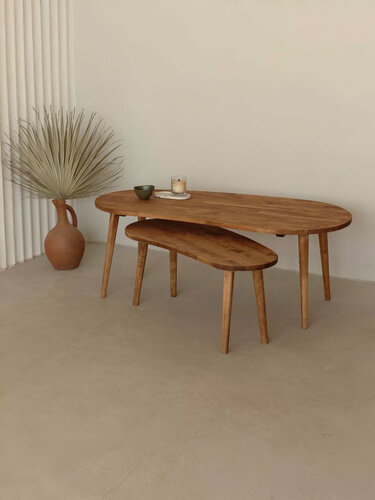 Изображение товара Малый журнальный столик из массива Fusion, 80х40х38 см, для гостиной в скандинавском стиле, Равновесие