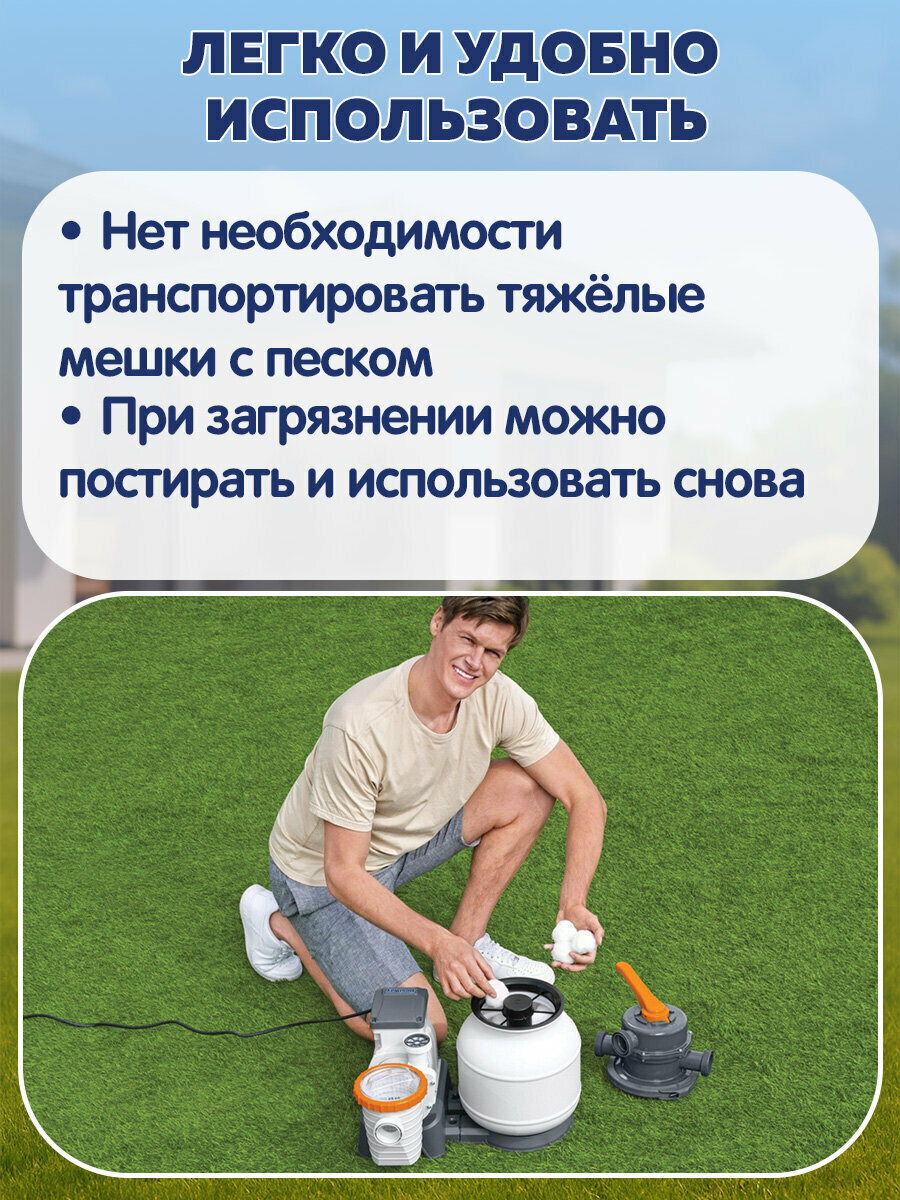Наполнитель шарики для песчаных фильтров 500 г Polysphere для бассейна, эквивалент 18 кг песка, Bestway, 700950 — фото 1