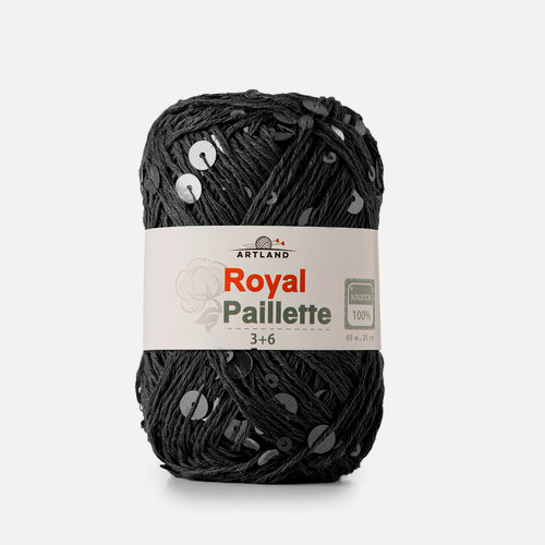 Изображение товара Пряжа Artland Royal Paillette Королевские пайетки 125 чёрный с серебром (25г/65м, упаковка 10 мотков)