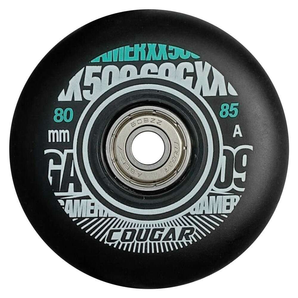 Колесо для роликов Cougar 509, 80мм/85A + ABEС7 + Alu Spacer 8mm, Черное