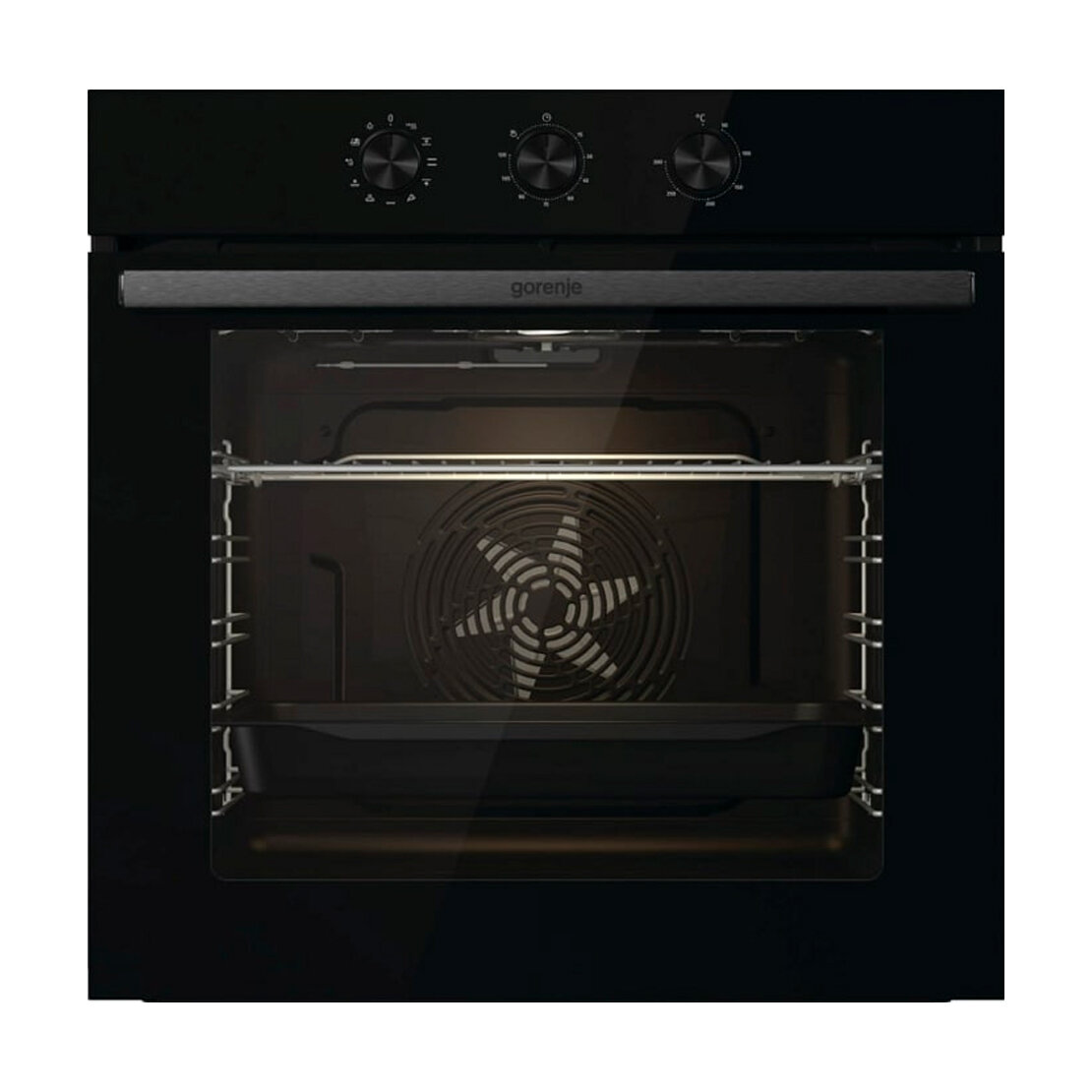 Духовой шкаф электрический Gorenje BO6725E02NBG, независимый, 77 л, эмаль EcoClean, чёрный