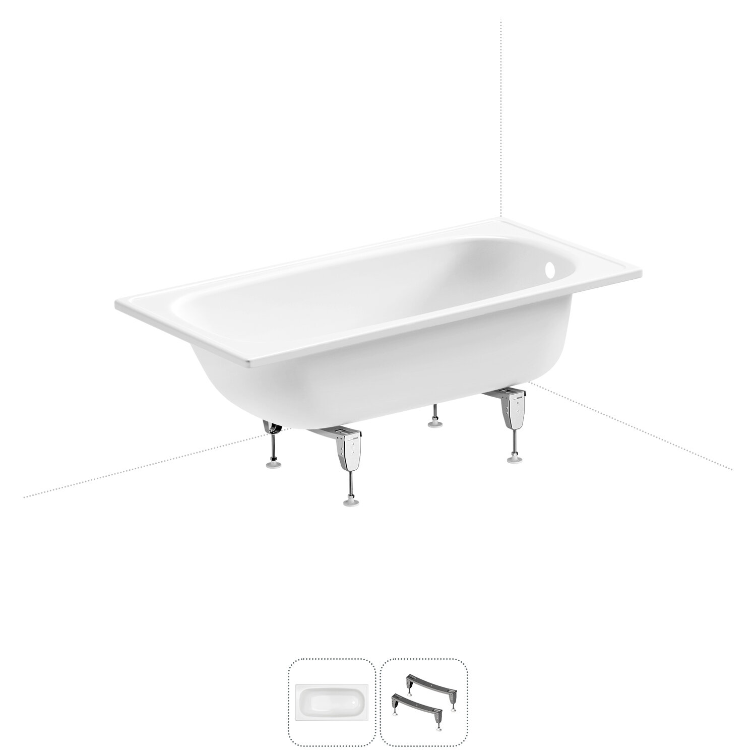 Стальная ванна Sanitana BLB Europa S30000812000000N (B30E12001N): металлическая ванна 130х70 см с ножками, сталь толщиной 2,2 мм