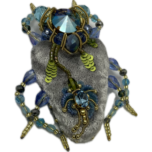 фото Брошь королевство птички & бабочки, swarovski zirconia, 1 шт., серый