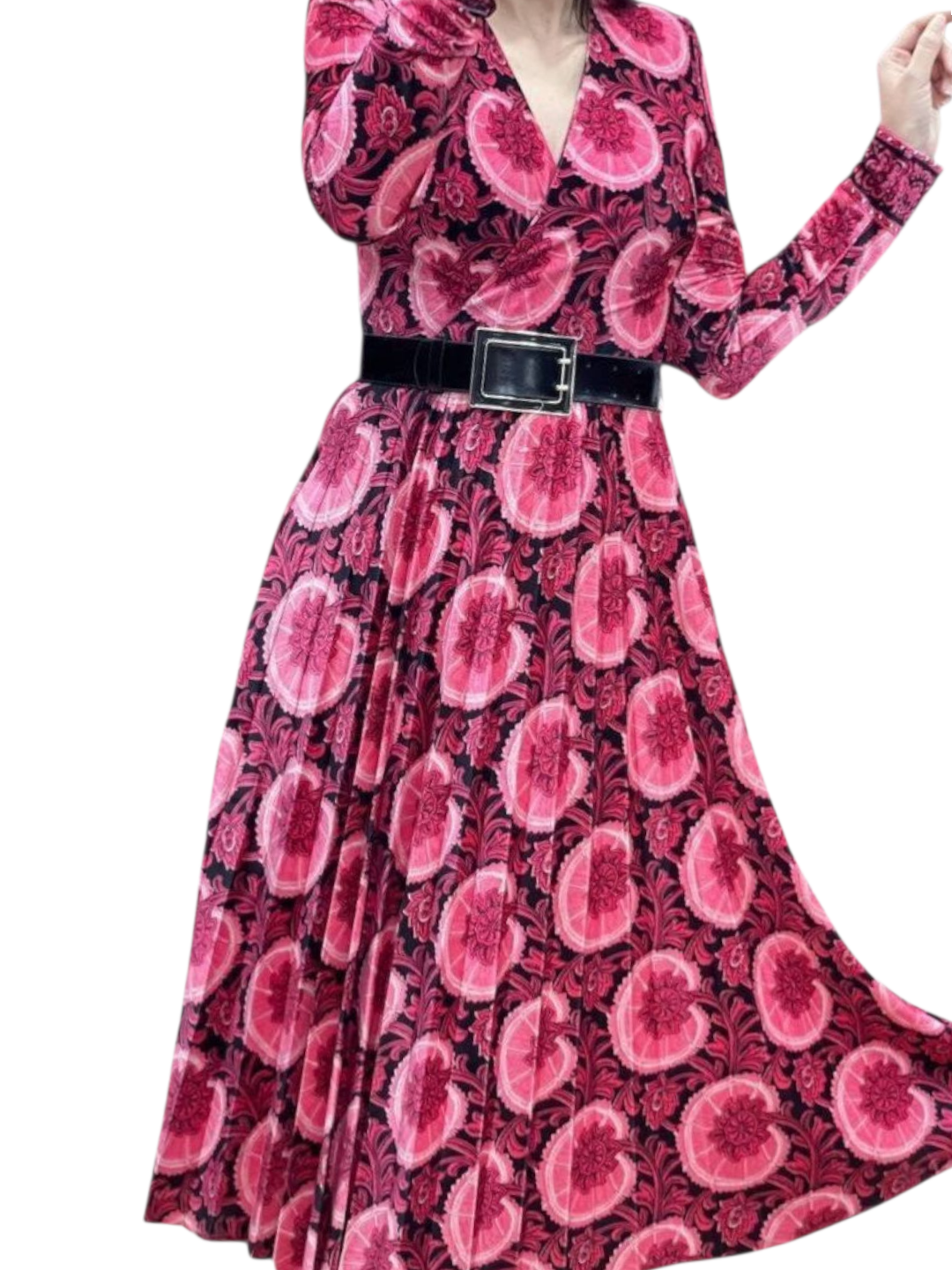 Платье  Вечернее платье из роскошного велюра — элегантность в каждом изгибе, Турция, размер 36, бордовый/черный — фото 1