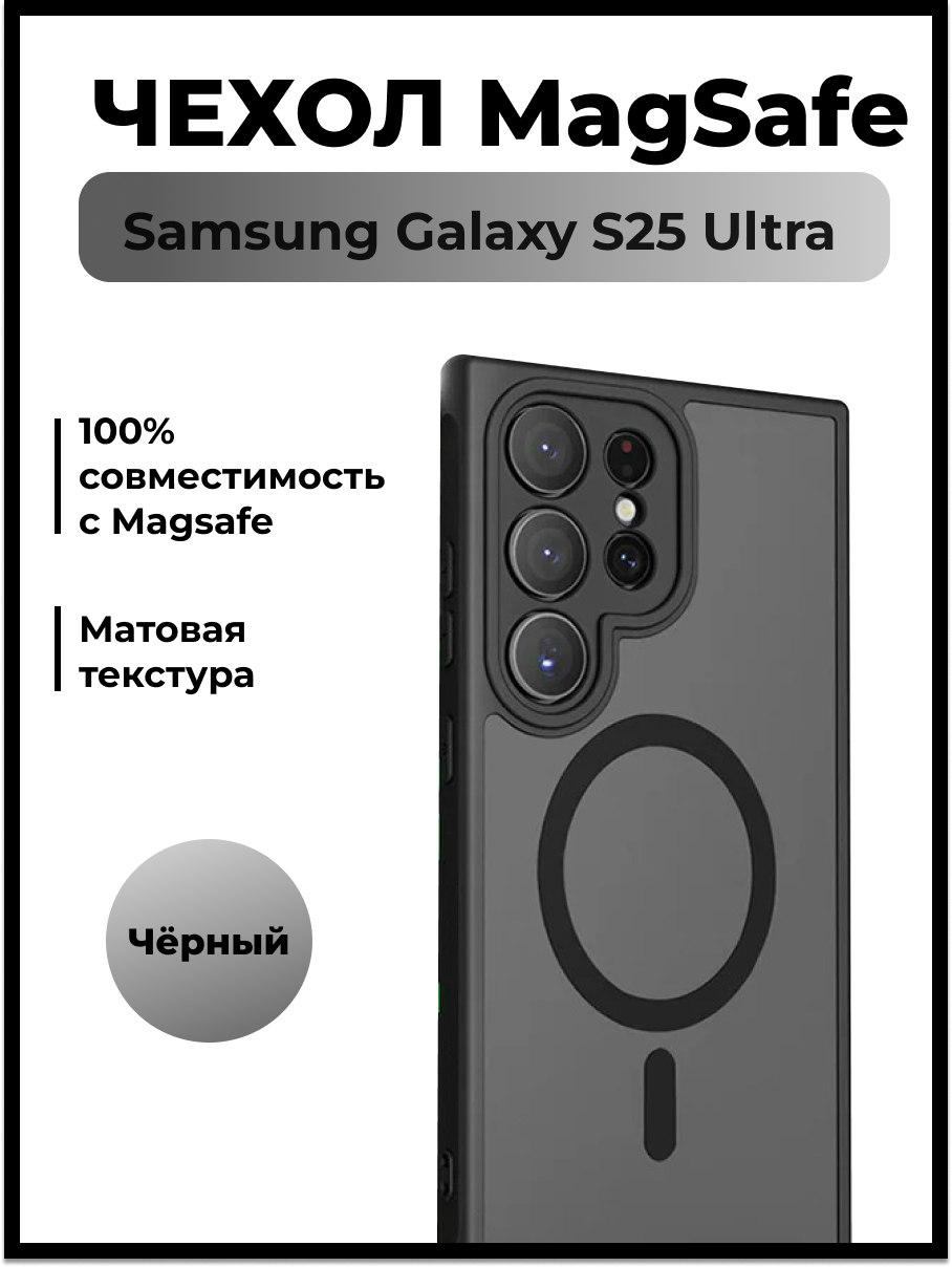 Чехол для Samsung S25 Ultra, магнитный, защита камеры, MagSafe