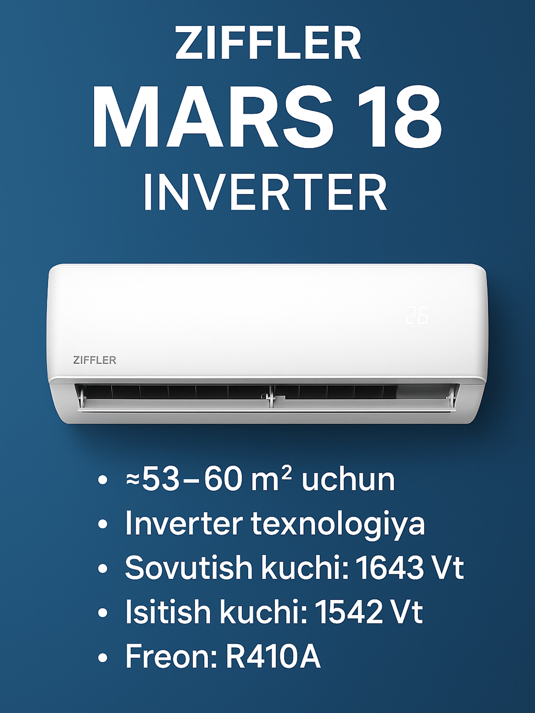 Кондиционер Ziffler/Mars, с инвертором, для установки на стену