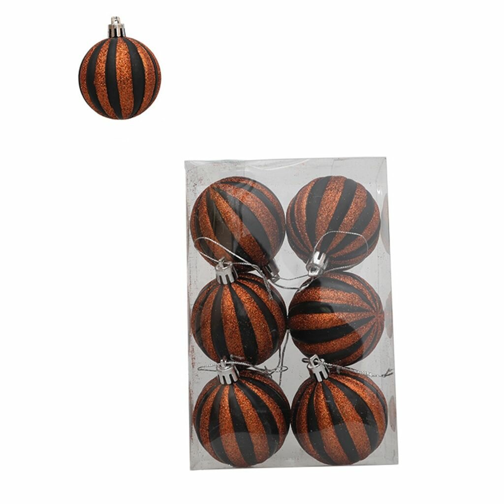 1 набор из 6 подарочная подвеска для украшения раскрашенного шара на Хэллоуин-бронзовый черный тыквенный шар