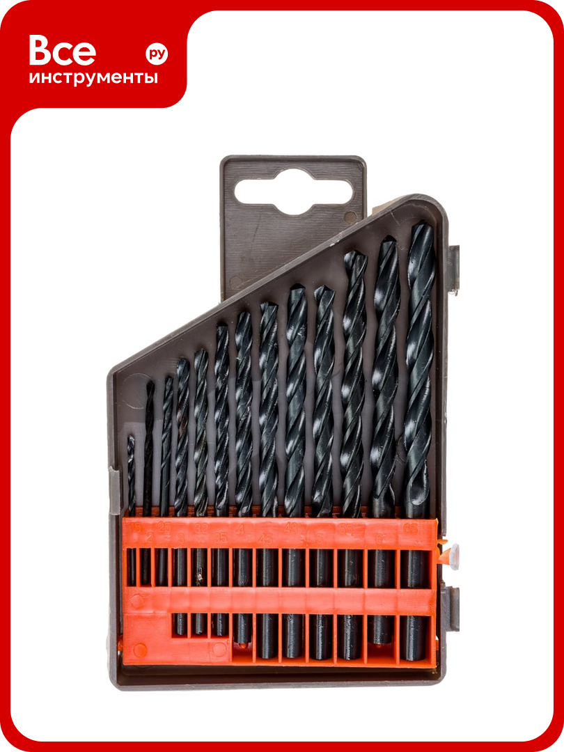 Набор сверл по металлу  13 пр  1 5 6 5 мм  HSS  пластиковая кассета STHOR 22130