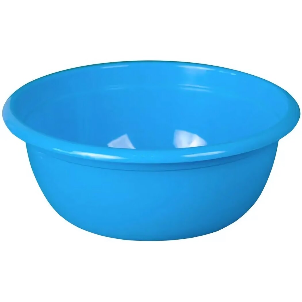 Таз круглый 8л  голубой  прочный пластик  удобная форма для стирки и уборки