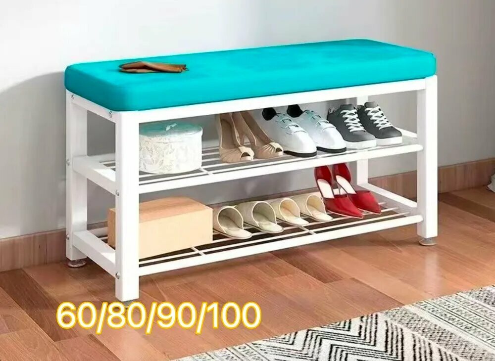 Обувница напольная  Экомарка   регулируемые ножки  металл  голубая  100x31x50 см