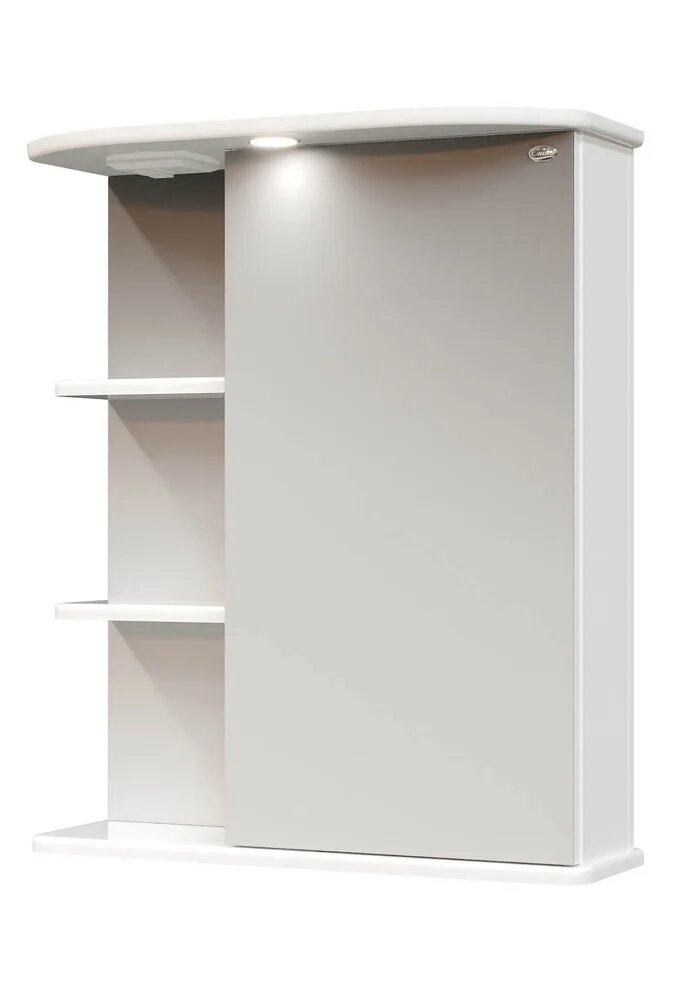 Зеркало-шкаф Onika Карина 60 R со светодиодной подсветкой с боковыми полками 60 см с розеткой белое в современном стиле