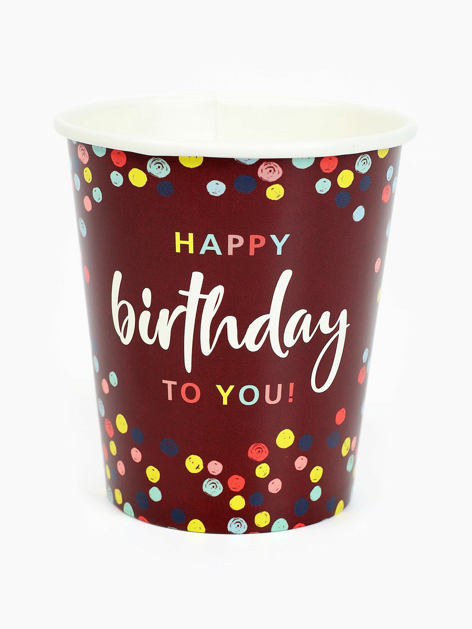 Стакан одноразовый бумажный Happy Birthday, 250 мл, цвет: коричневый, 10 шт.