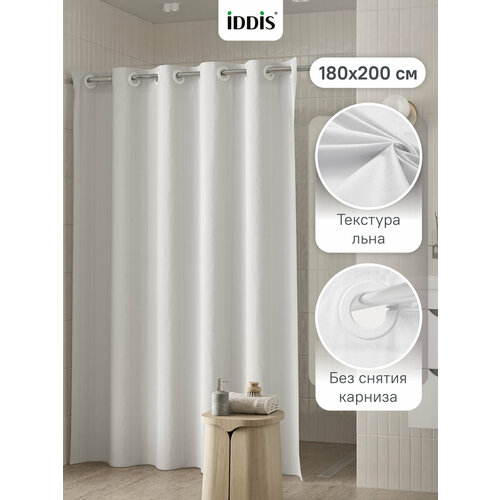 фото Штора для ванной iddis декор (décor) dl04p18i11it 200х180 см полиэстер белый
