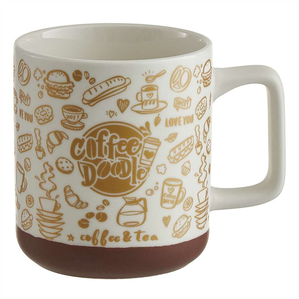 Кружка Rosario Ф18-016L фарфоровая 380 мл, бежевый/коричневый