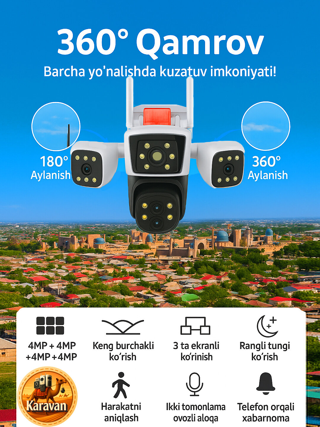 IP-камера видеонаблюдения IPC360 Home, 16МП, 10x ZOOM, WI-FI, панорамный обзор