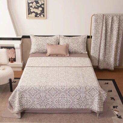 Комплект постельного белья Сатин Aurora Veil с Покрывалом AV004 Евро наволочки 50-70