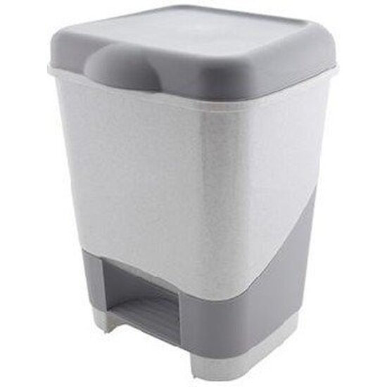 Ведро-контейнер Полимербыт 20 л с крышкой и педалью для мусора 43х32х32 см цвет серый 4342800