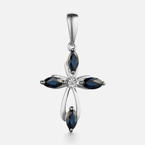 Изображение товара Подвеска, белое золото, 585 проба, сапфир, бриллиант