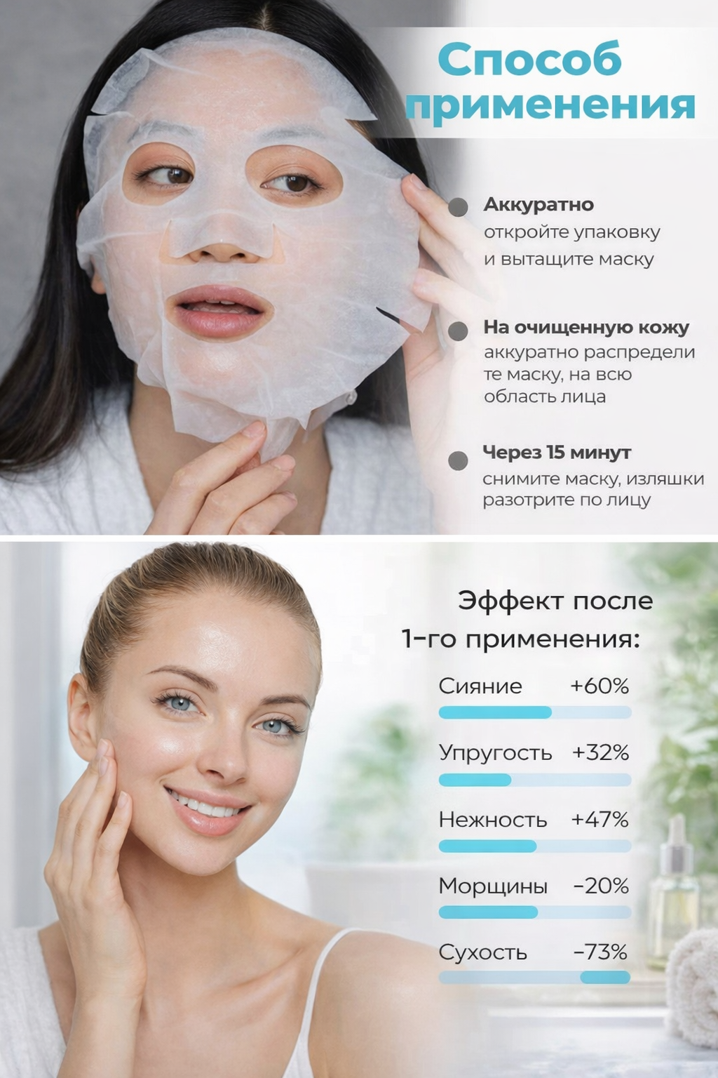 Набор тканевых масок для лица, упаковка из 10 штук. — фото 1