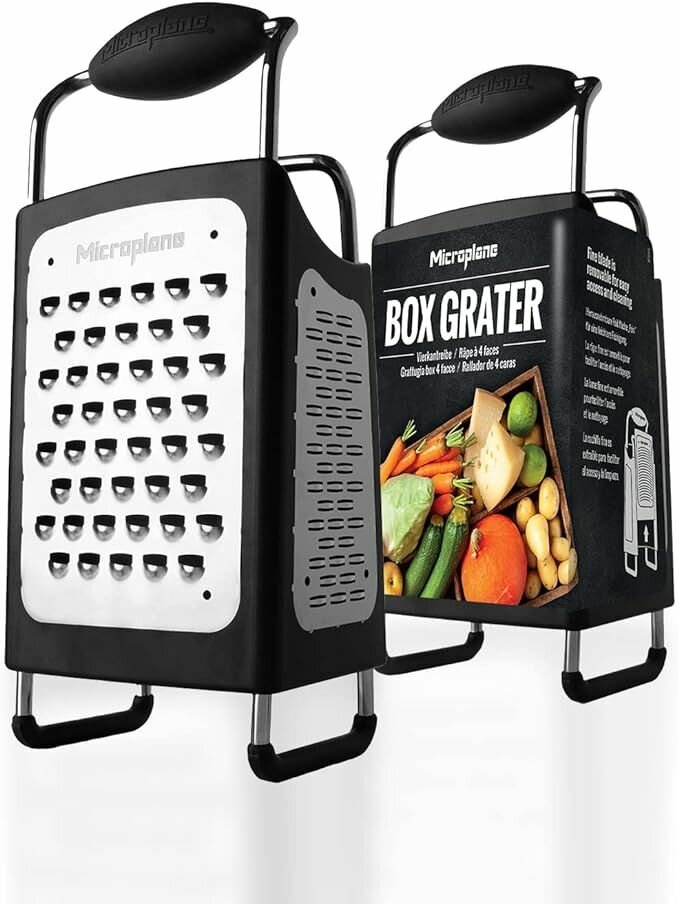 Терка Microplane Box Grater - четырехсторонняя, универсальная, из нержавеющей стали, серебристый/черный, 34006E