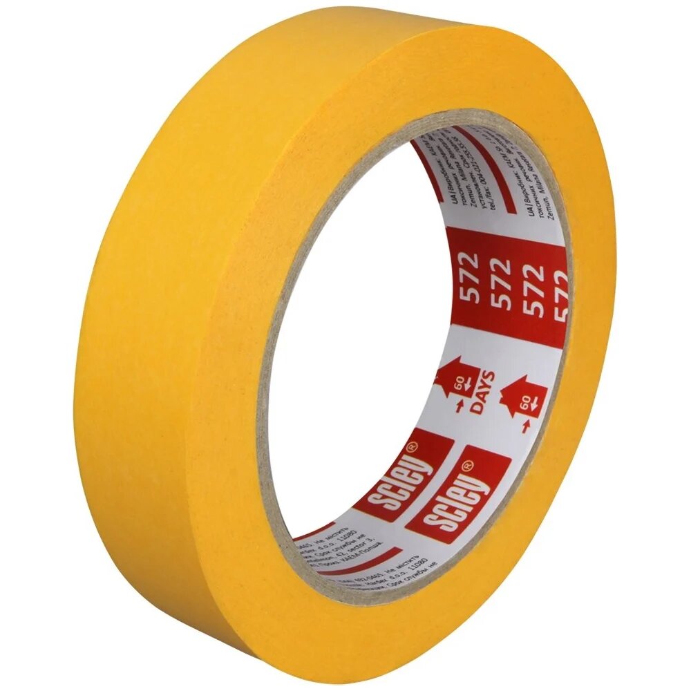 SCLEY Лента малярная  серия 572 ультратонкая  размер 30 мм х 33 метра  жёлтая 0300 723330