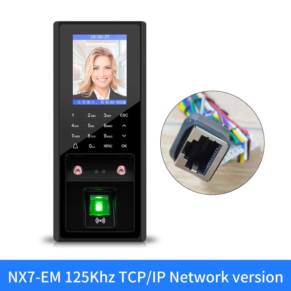 Система контроля доступа Asia-Teco NX7/Rface602 с распознаванием лица и отпечатков пальцев, NX7-EM-T