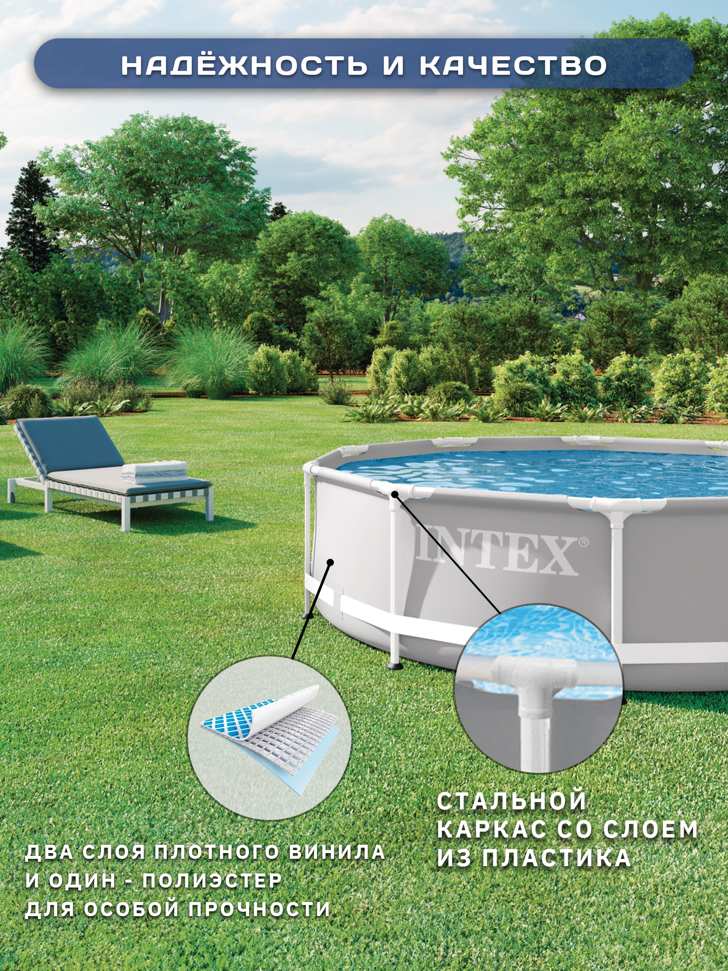 Бассейн круглый каркасный Intex Prism Frame 26700, 305x76см, 4485 л — фото 1