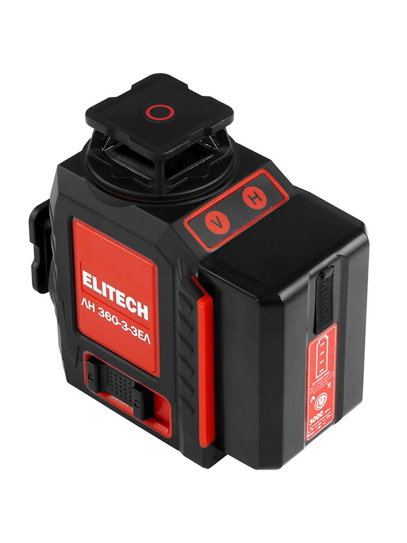 Изображение Лазерный нивелир Elitech ЛН 360-3-ЗЕЛ, зеленый, с штативом, точность ± 0.21мм/м