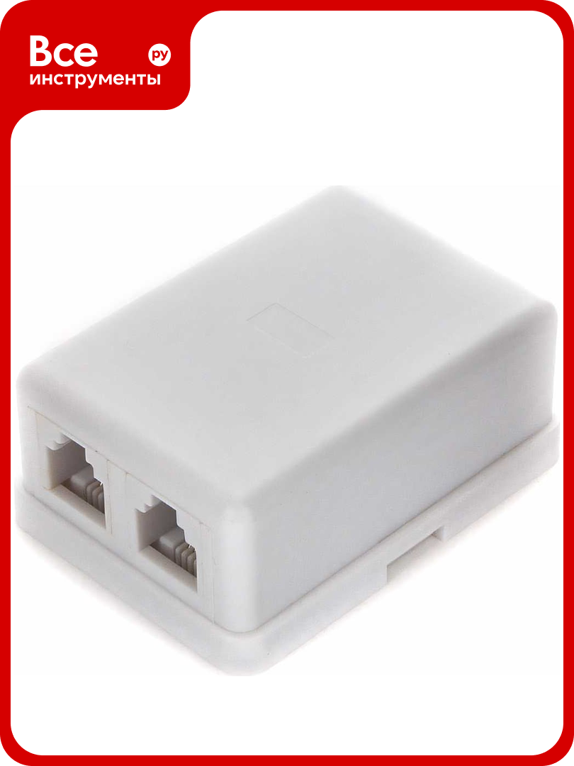 Внешняя телефонная розетка Cablexpert 6P4C 2 порта белая TA-102