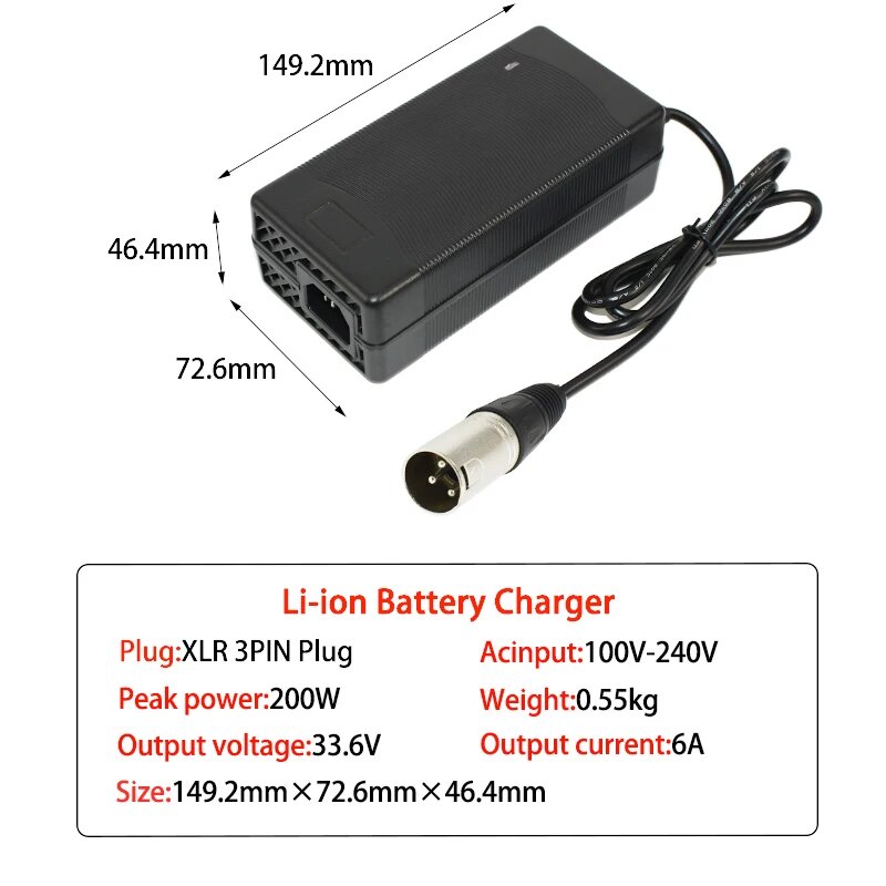 Быстрое зарядное устройство Witecish для литий-ионных аккумуляторов 33.6В 6А