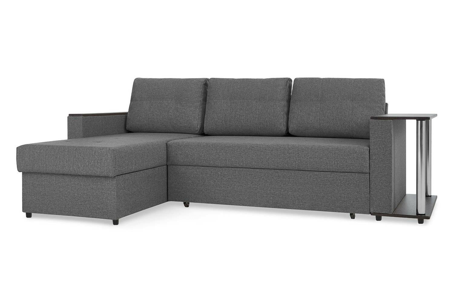 Угловой диван-кровать Атланта 241х905х155 см рогожка цвет тёмно-серый