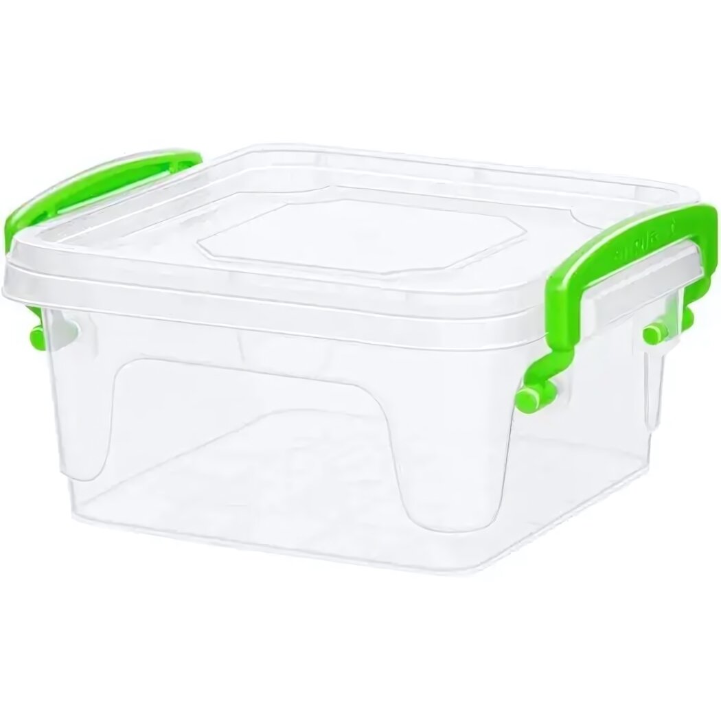 Контейнер «Fresh Box» 035 л квадратный с герметичной крышкой зелёные ручки