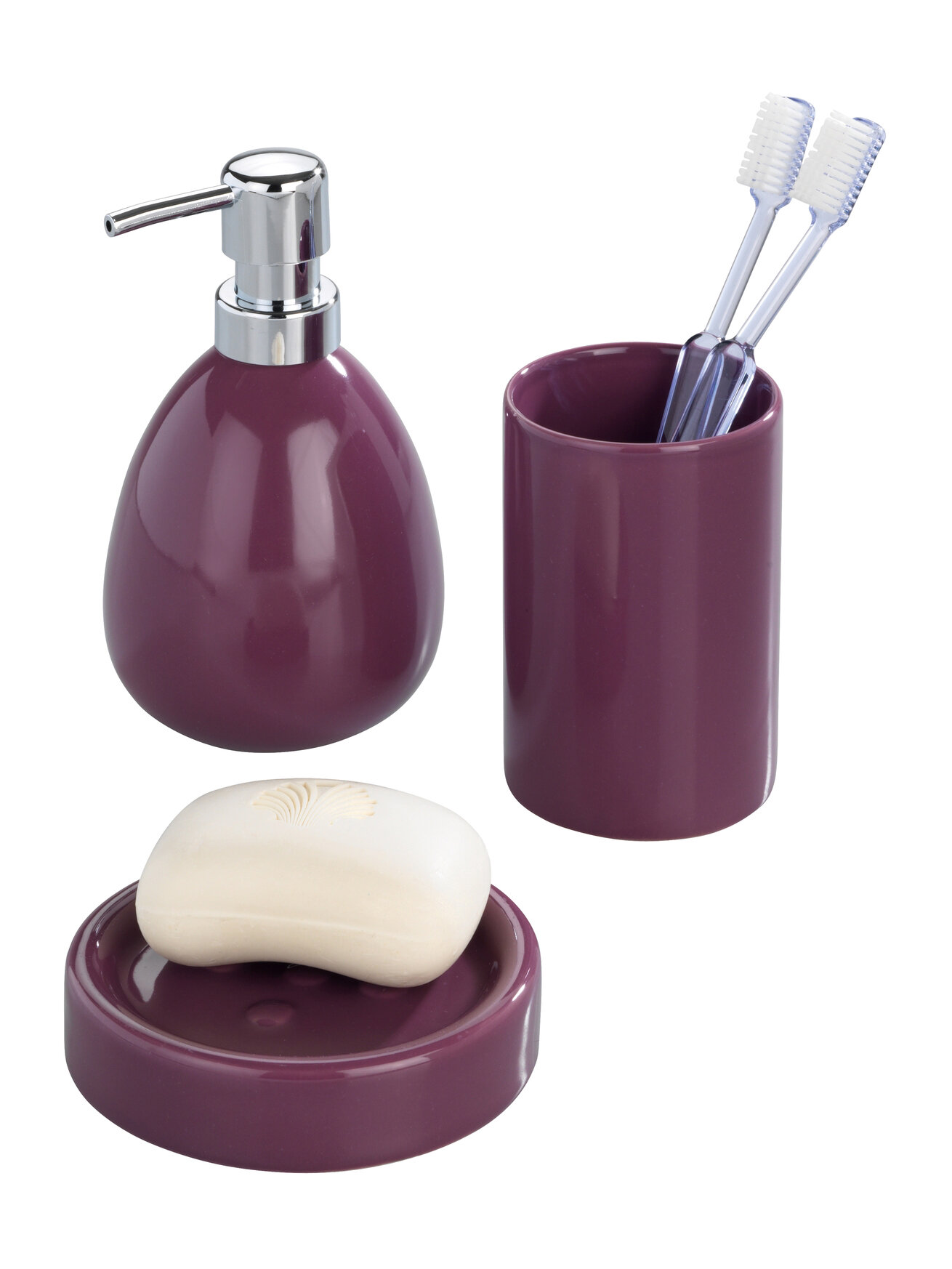 Мыльница WENKO POLARIS purple, фиолетовая, из керамики, 1 шт. — фото 1