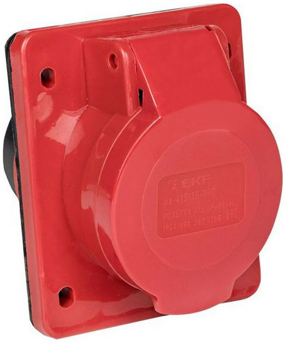 Розетка EKF PROxima PS-415-16-380 с откидной крышкой красная IP44