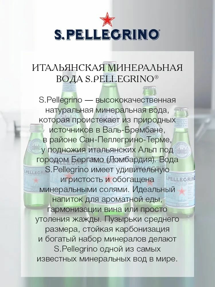 Вода Лечебно-Столовая Вода питьевая минеральная San Pellegrino (Сан Пеллегрино) 0,75л х 12шт, стекло