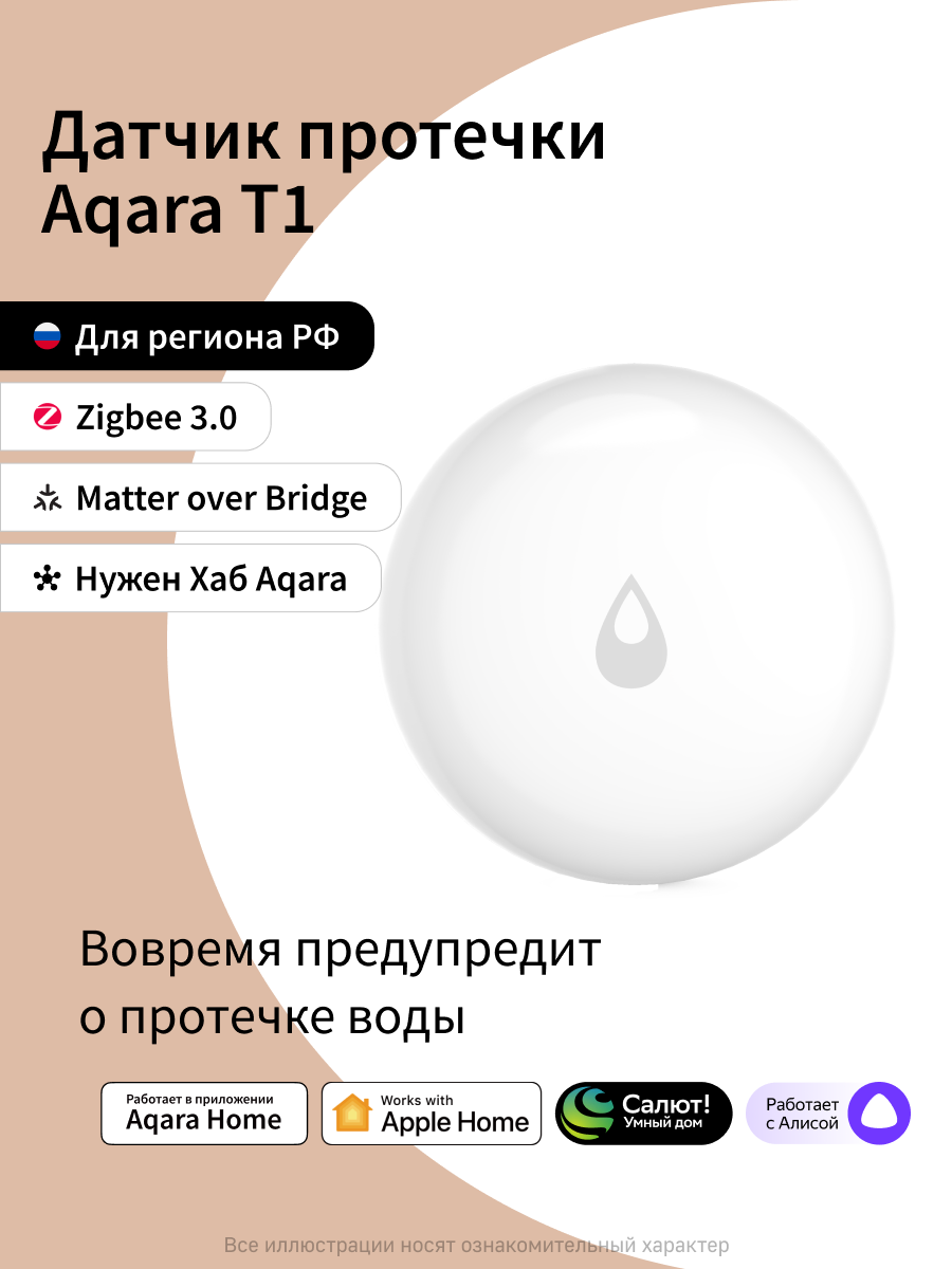 Умный датчик протечки Aqara Т1 WL-S02D умный дом Zigbee 3.0 белый
